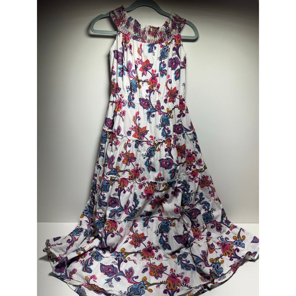 Charlie Paige Boho Sleeveless Smocked Neck Maxi Dress Multi Color Floral Cotton - Picture 8 of 10